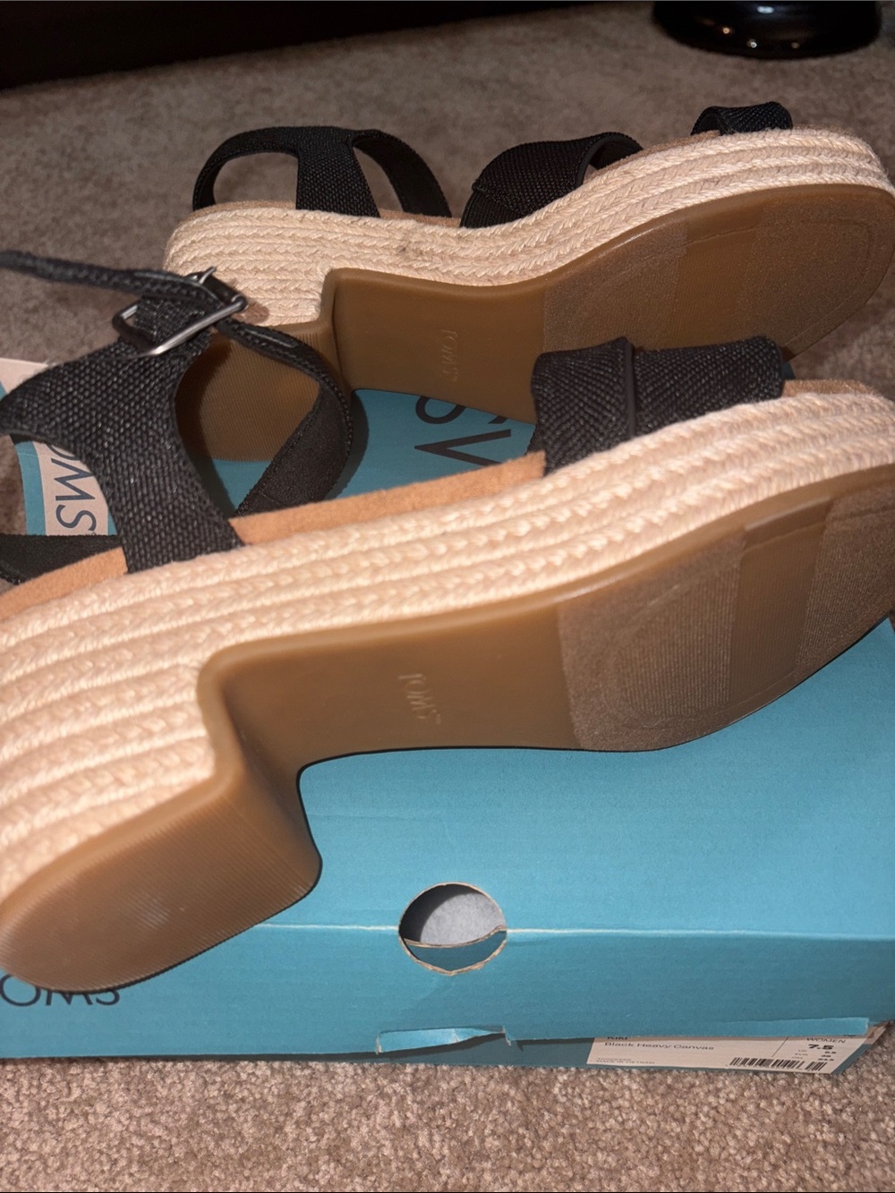 TOMS Black Espadrille Platform Sandals - Women's KIKI 7.5 - Picture 3 of 5